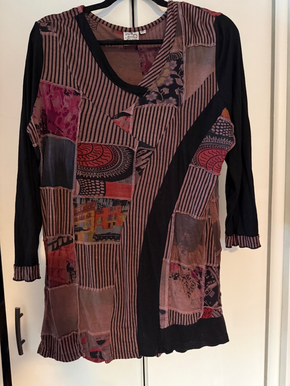 Parsley & Sage Black and Mauve Patchwork Tunic Top
